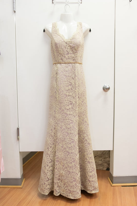 J.S. Collections Lavender and Cream Dress (Size 8)