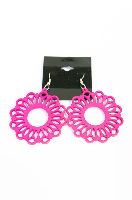 Dominican Daisy Pink Peacock Earrings