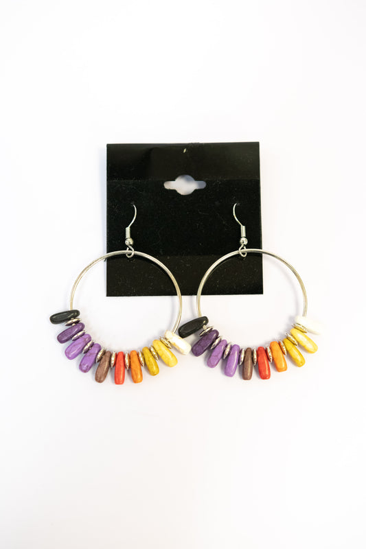 Earthy Ensemble Multicolor Stone Hoop Earrings