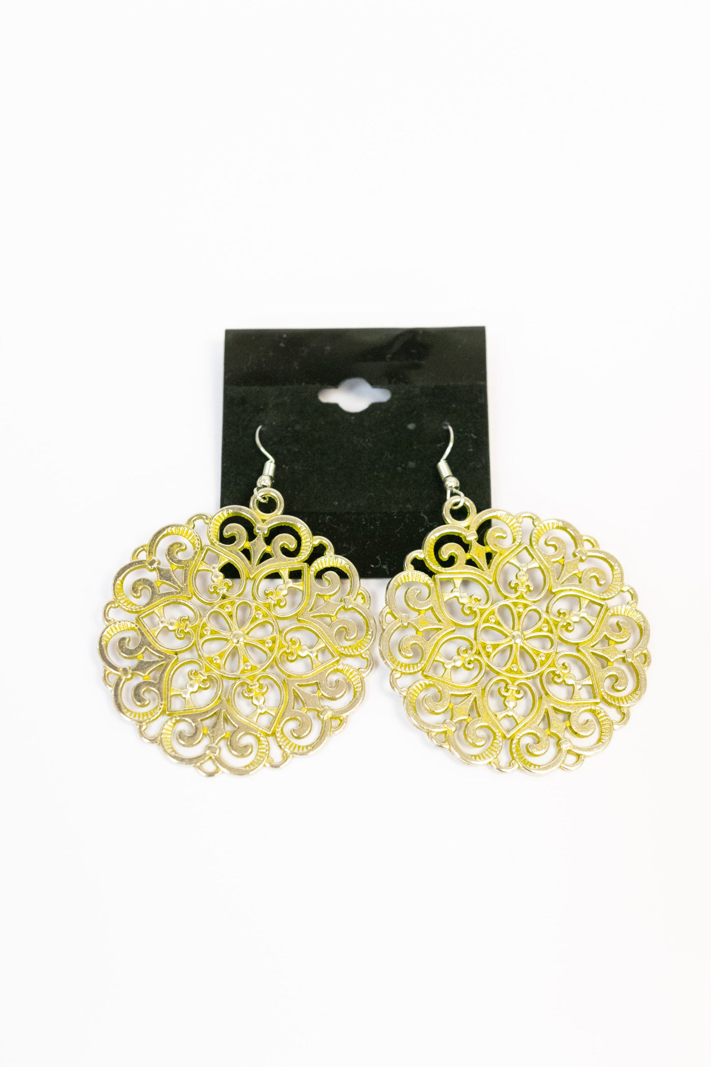 MANDALA Effect Rustic Yellow Earrings